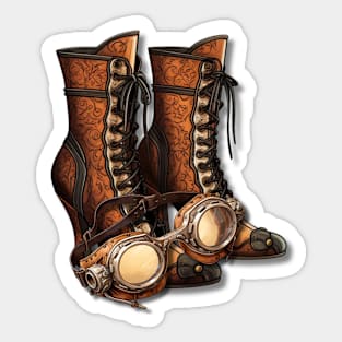 Steampunk Boots and Goggles Sticker